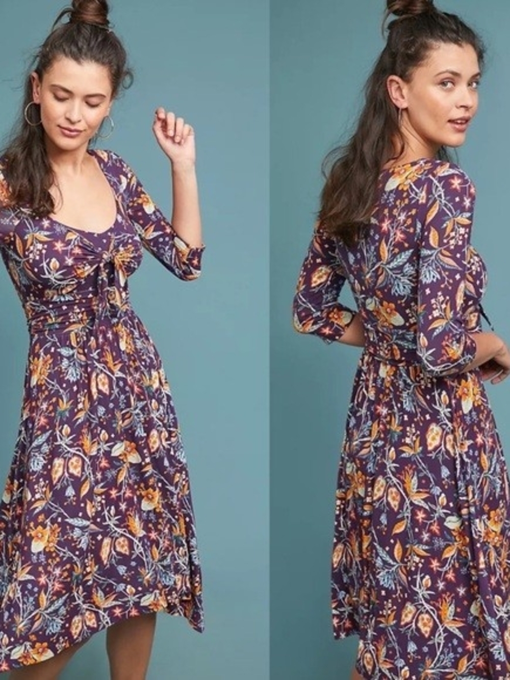 Anthropologie Maeve Purple FLORAL dress